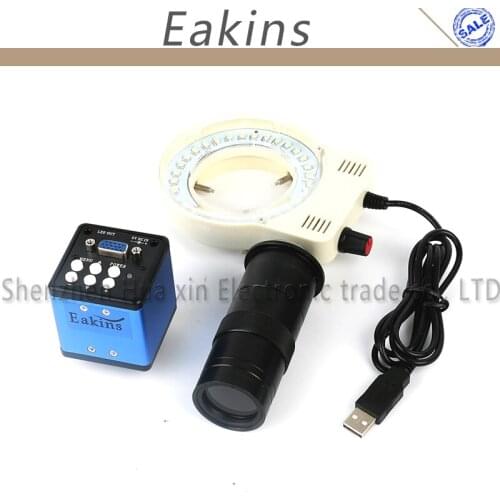 HD VGA 2.0MP Digital Industrial Microscope CCD Camera 100X Zoom C-mount Lens 48 LED Adjustable Light