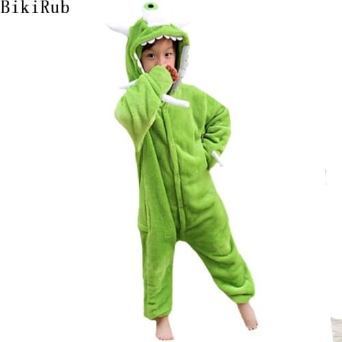 BIKIRUB Children Pajama Winter Hooded Sleepwear Boys Girl Pajama Set Monocular Monster Animal Kid Pyjama Flannel Pijama