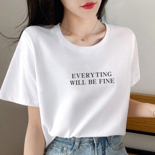 Fashion Letter Print Sexy Loose O-Neck Short Sleeve T-Shirt Women Spring Summer Soft Cotton Top Clothing Lady Bottoming Shirt