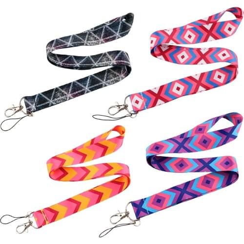 JF854 Geometry Cartoon Cell Phone Lanyard Neck Strap for Key ID Card Camera Badge Holder DIY Hanging Rope Neckband Accessories