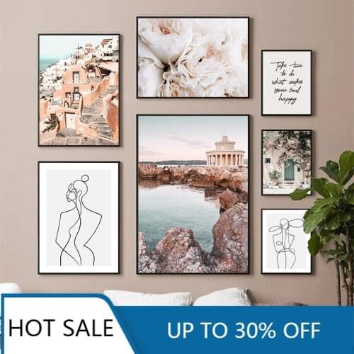 Greece Aegean Sea Sunrise Landscape Wall Art Canvas Painting Poster Scandinavian Nordic Print Photography Home Decoration