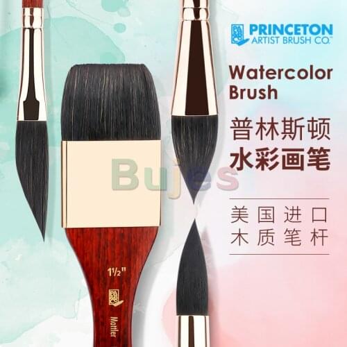 Princeton Artist Brush,4-Piece Synthetic Squirrel Watercolor Paint Brush Set, Includes Aquarelle,Oval Wash & Expert Charting Pen