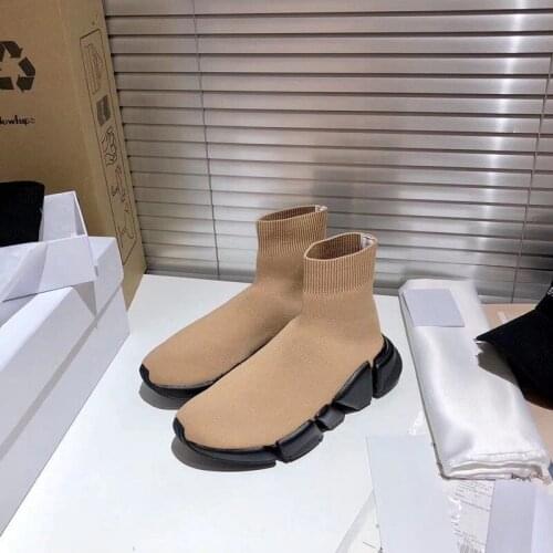 Casual Shoes Women Sock Shoes Wedges Sneakers Silp on Elastic Luxury Brand New Colors Fashion Street Style High Top Shoes Runway