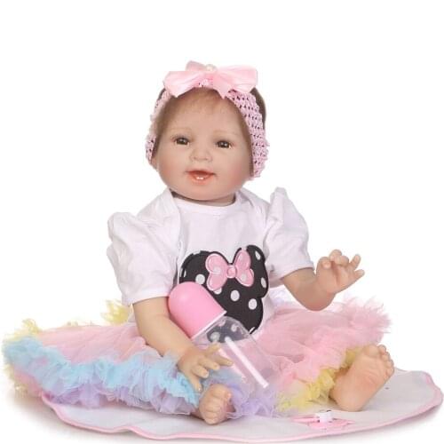 Toy Reborn Baby Doll 22 Inch 55 cm Soft Silicone Baby Girl dolls Smiling Newborn Dolls Children Birthday Gift bebe bonecas