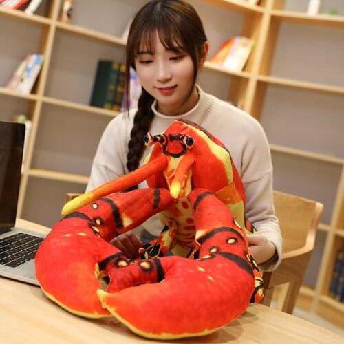 Hot New Giant Simulation Lobster Plush Toy Stuffed Sea Animal Fish Lobster Doll Funny Sleeping Pillow Cushion Children Gift