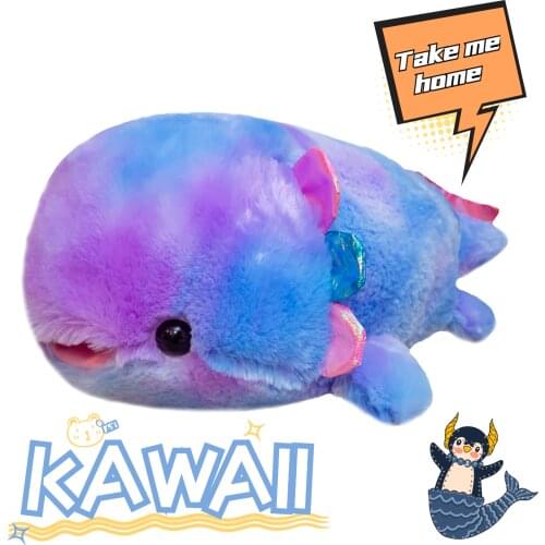 Cute Kawaii Axolotl Plush Toy Rainbow Colourful Cynops Stuffed Animal Fish Pillow Plushies Toys Kids Birthday Gift 40/55cm