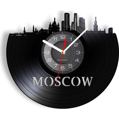 Russian Architecture Wall Art Moscow Wall Decor Vintage Vinyl Record Wall Clock Moscow Skyline Cityscape Russian Tourist Gift