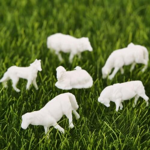 30Pcs 1:87 10mm UnPainted White Farm Animals Sheep HO Scale Model For Train Model Doll House Room Box House Model