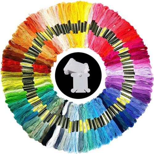 New 100 Skeins Embroidery Thread Random Colors Cotton Embroidery Floss with 12 Pieces Floss Bobbins for Knitting, Cross Stitch P