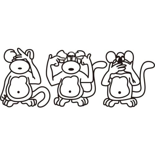 Monkeys See, Hear, Speak Car Body Stickers Window Door Decal Funny Top Quality Waterproof ZP189