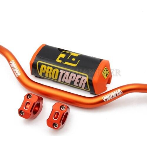 Orange 1 1/8 MOTORCYCLE HANDLEBARS 28MM FAT BARS CLAMPS RISER BAR PAD Fit