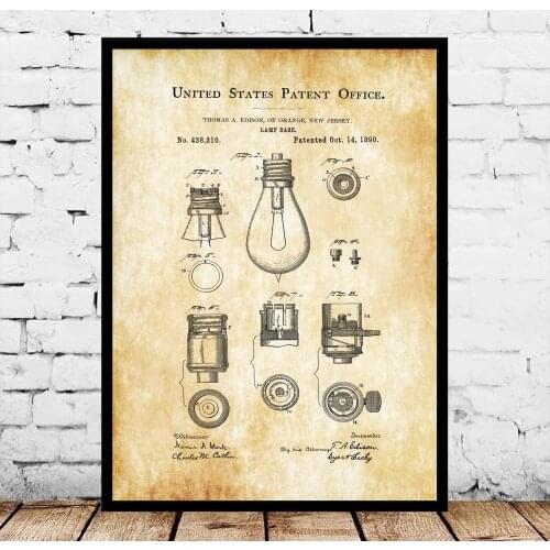 Lamp Base Patent Print Blueprint Poster