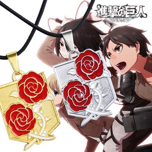 H&F 2 colors Anime Attack on Titan Pendant Necklace rose statement necklace rape necklace cool metal necklace men jewelry