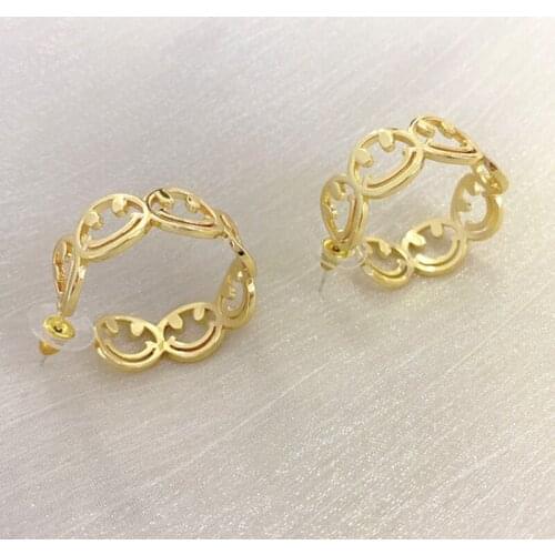 PANGJERY Prevent Allergy 925 Sterling Silver Smiley Face Earrings for Women New Fashion Gold Silver Party Fine Jewelry Gifts