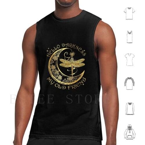 Crescent Moon Dragonfly Hello Darkness My Old Friend Tank Tops Vest Sleeveless Dragonfly Dragonfly Funny Dragonfly Love