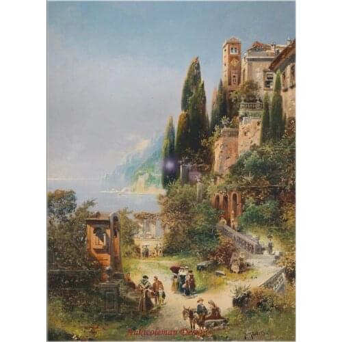 Needlework for embroidery DIY DMC High Quality - Counted Cross Stitch Kits 14 ct Oil painting - Old Town at the Lake