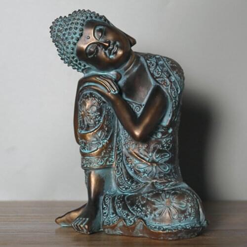Resin Napping Indian Buddha Statue Office Home Desktop Decor Housewarming Gift,bronze