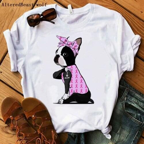 Boston Terrier i love mom T-shirt Women Fashion bandanas Printed 2021 Mama Cartoon Ladies Graphic Lady Shirt Female Tee T-Shirt