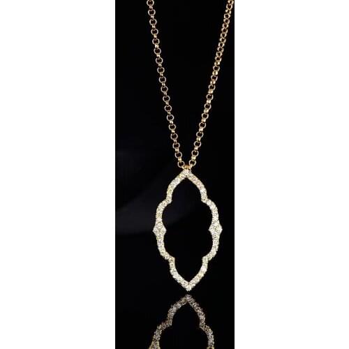 Gold Color Micro Crystal Inlaid Toothed Shape Lace Necklace pendant Silver Trendy Creative Cool Wind Jewelry