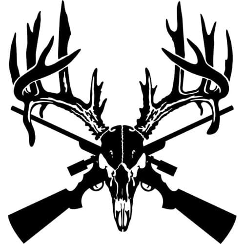 14.3*15.2CM Deer Skull Gun Rifle Hunting window Styling Fashion Decorative toy Stickers