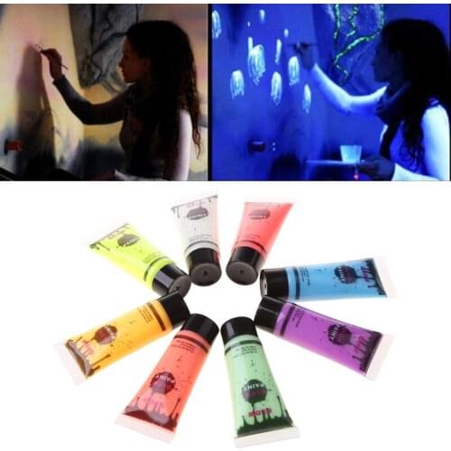 7Pcs 25ml UV Glow Blacklight Luminous Face Body Paint Neon Fluorescent Pigment X3UC
