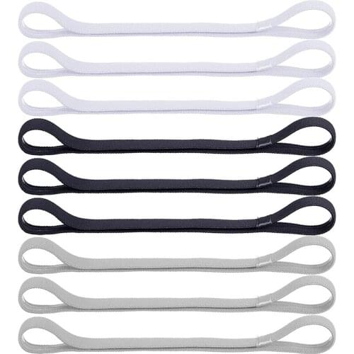 9 Pieces Slip Elastic Sport Headbands Elastic Silicone Grip Exercise Hair and Sweatbands for Football,Basketball,Yoga and Tennis
