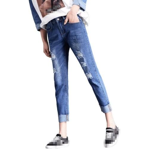 B2048 spring summer 2020 new Korean version women fashion big size loose holes jeans cheap wholesale
