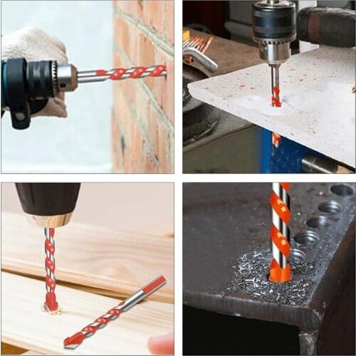 B2QB Hard Alloy 5Pcs Multifunctional Wear-resistant Triangle Twist Drill Bits Set for Tile Concrete Brick Glass Plastic