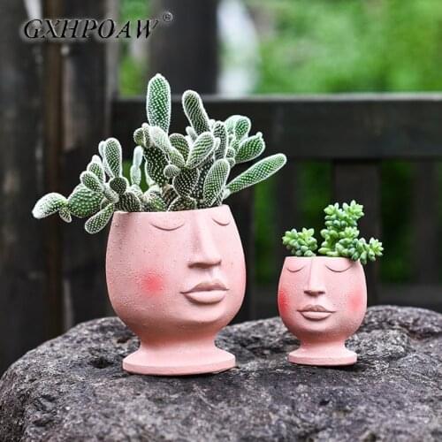 Human Face Flowerpot Creativity Character Art Simplicity Resin Flower Pots New Sculpture Ornaments Vase Home Garden Decoration