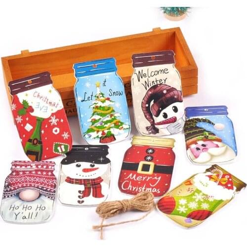 2pcs Santa Claus Snowman Printing Wood Pendant Christmas Tree Ornaments DIY Crafts Navidad Home Decoration Xmas New Year 2022