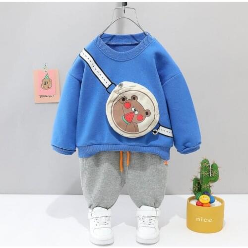 Children Cotton Clothes Autumn Baby Boy Girls Cartoon dinosaur T Shirts Pants 2Pcs/sets Outfit Kids Fashion sport Toddler sets