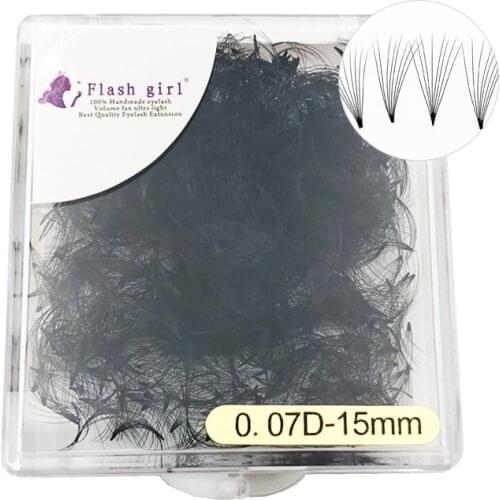 Flash girl Best selling 8D 15mm 0.07D high quality 1000 fans per box Russia volume short stem premade fans eyelashes extension