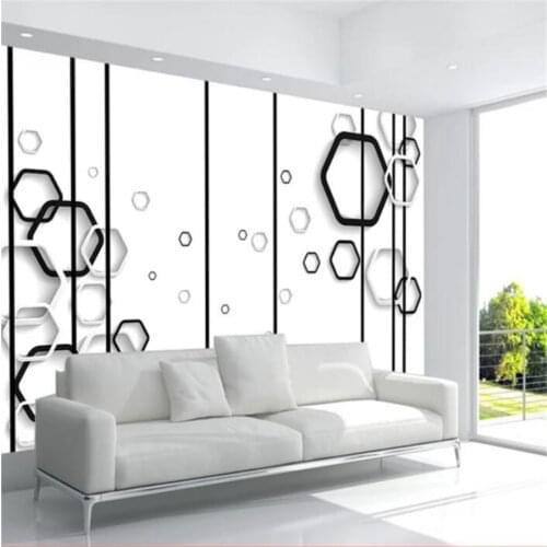 Custom wallpaper 3d photo mural black and white rhyme modern minimalist papier peint background wall living room bedroom mural