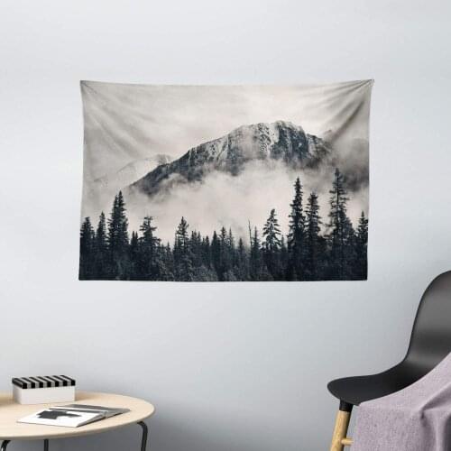 National Parks Tapestry Canadian Smokey Mountain Cliff Outdoors Idyllic Scenery Wall Hanging For Bedroom Living Room Dorm