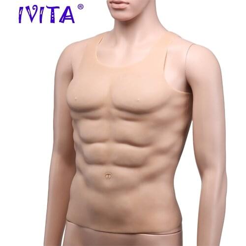 IVITA Artificial Simulation Muscles Version Cosplay Crossdress Halloween Dress Party Fake Chest Muscle Belly Silicone Macho Man