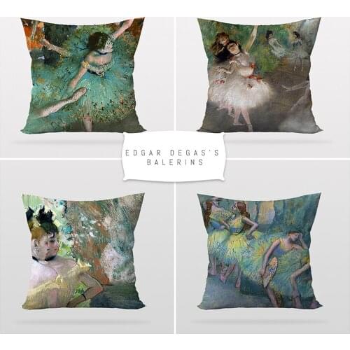 Edgar Degas Paintings,Throw Cushion Pillow Cover,4 Pieces Set,Art Decor,Sofa Cushion Cover, printable Art,Reversible 2 Sided
