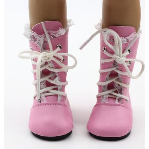 Fashion Doll Boot Pink Lace/Brown/Sequined Pink Laced Doll Shoes Doll Socks For 43cm Baby Doll Accessories Kids Girl Gift Toy