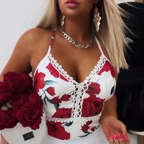 Fashion Women Sexy Crop Top Basic Sleeveless Backless Solid Camisole Tank Stylish Ladies Party Hollow Lace Floral Print Tops