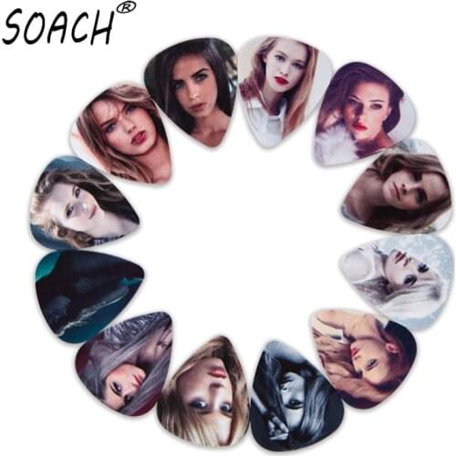 SOACH 10pcs 3 kinds of thickness new guitar picks bass Sexy female star pictures high quality print pick Guitar accessories