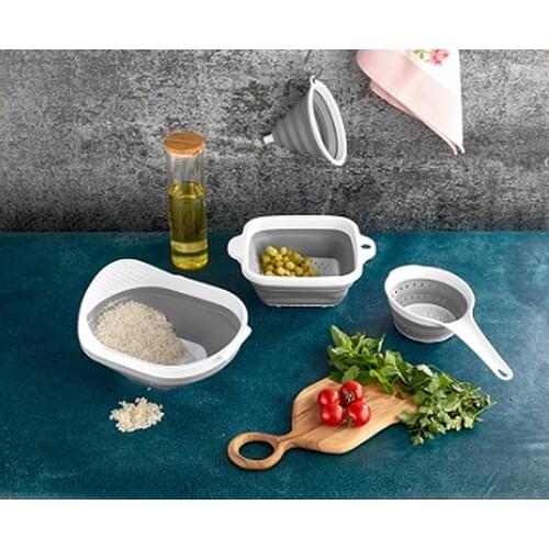 4 PIECE SET ACORDEON SET KITCHEN DRAINER RICE OIL HUNE SALAD FOLDING FOLDING PORTABLE USEFUL PRACTICAL