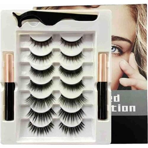 Seven Pairs Magnetic Eyelashes Set Full Strip Natural Dramatic False Up Make Thick Eye Eyeliner Cilia Lashes Volume Synthet R1W6