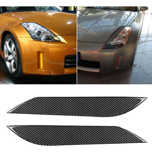 1 Pair of Carbon Fiber Headlight Eyebrow Eyelid Trim Fits for Nissan 350Z 2003 2004 2005 2006 2007 2008 2009 Car Accessories