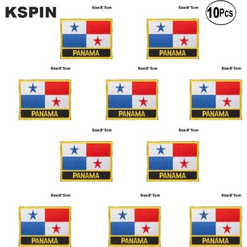 Panama Flag Embroidery Patches Iron on Saw on Transfer patches Sewing Applications for Clothes in Home&Garden