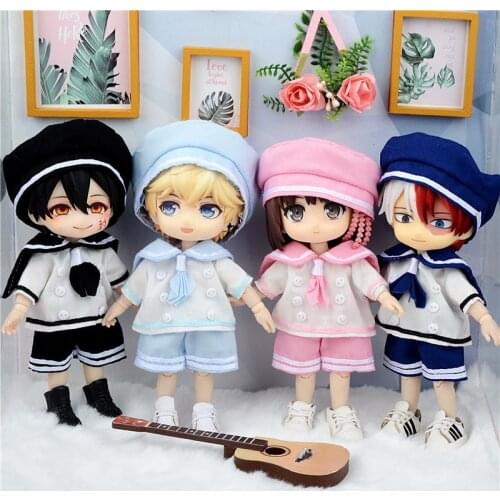 New Ob11 Doll Clothes Suitable for 11cm Body Wear Sailor Suit Pants 1/12 Doll Accessories Clothes Boys and Girls Doll Gifts