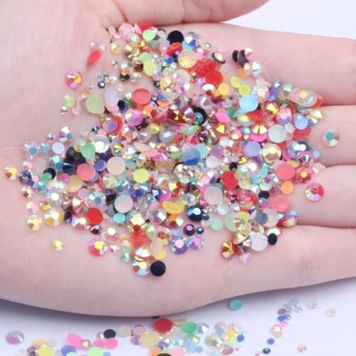 New Resin Rhinestones Mixed AB Colors 2mm-6mm Round Flatback Nail Art Decoration Gems Beads DIY Jewelry Making Supplies