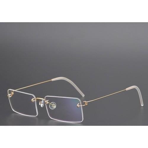 Square Rimless Titanium Glasses Frame Women Super Light Non-Screw Design Eyeglasses Men Korean Prescription Mens Optical Frames