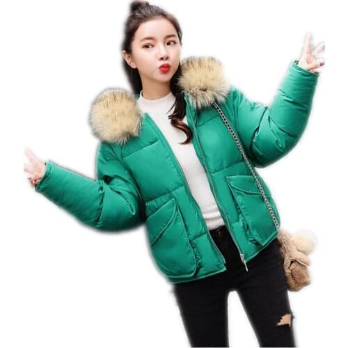 Winter Women Parkas 2018Hooded Fake Fur Collar Winter Coats Female Loose Thicken Cotton-Padded Outerwear Down Jacket Mujer Q970
