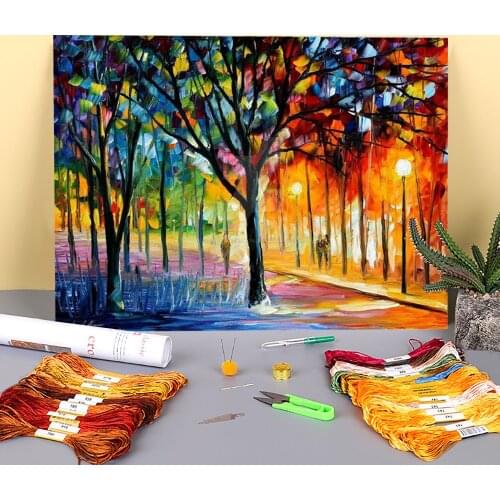 Holiday Mood Printed Canvas 11CT Cross-Stitch Full Kit DIY Embroidery DMC Threads Knitting Handiwork Needlework Jewelry