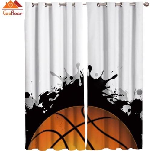 Cartoon Basketball Art Design Window Curtains Living Room Outdoor Fabric Drapes Curtain Home Decor
