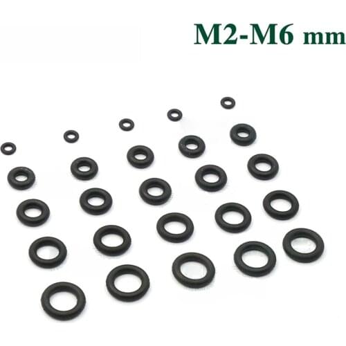 100Pcs M2 M3 M4 M5 M6 Black NBR Rubber O-Ring Seals High Temperature Seal Silicone Rubber Sealing Ring
